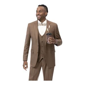 MEN'S EJ SAMUEL BROWN 3 PIECE FASHION SUIT. M 18022.